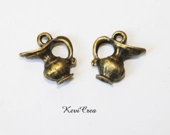 10 x charms pitcher teapot pot metal bronze