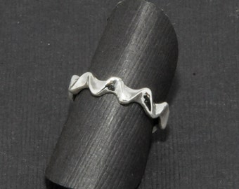 Sterling Silver Sculptured Wave Ring