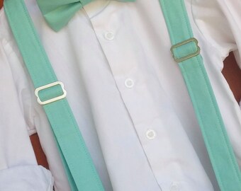 David's Bridal Spa Bowtie and Suspender Set, Little Boy Spa Bowtie, David's Bridal Spa ringbear outfit, Spa suspender David's Bridal Spa Tie