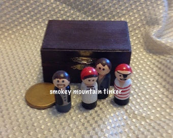 Wooden Pirate Chest with Pirates