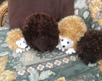 Knitted Hedgehog Family