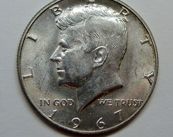 1967 Kennedy Half Dollar, Kennedy 50 Cent Piece, Silver Coins, Rare Coins, USA Coins, FREE Shipping