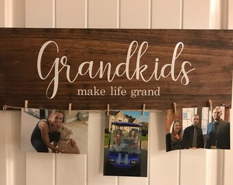 Grandkids make life grand sign - Fathers day gift - Grandkids sign - Grandparents gift - Mothers day gift - Grandparents sign - Photo Sign