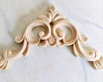 Wood corner appliques, furniture appliques, wood onlay, furniture decoration, wood embellishment, wood carving, 2 pcs