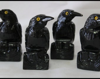 Medium Black Onyx Raven Spirit Totem Animal Gifts for Home Trendy Office Décor Birthday Gifts Protection Stone