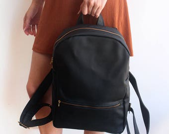 MILAN BACKPACK - Black vegan leather backpack / Women's backpack - vegan backpack /School backpack - faux leather backpack / Black backpack