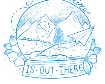 Adventure is out there snowglobe print