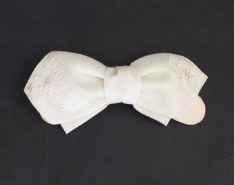 Antique cotton lawn tie, Victorian, ca. 1890, bow tie, clip-on, Deadstock/NOS