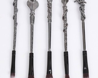 Slitherin Cobra Makeup Brushes 5 Piece Set inspired by Harry Potter