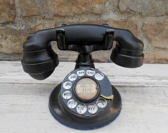 Vintage Telephone Western Electric Pat. 1924 Black Rotary Phone Photo Prop Automatic Electric Chicago Black Bakelite Handset E