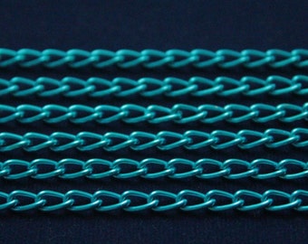 10 Meters ( 33 Feet ) 4x8 mm Aluminium Turquoise Chain
