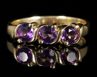 Amethyst Trilogy Ring 9ct Gold