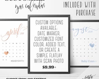 Calendar with custom options! Custom options includes: calendar of your choice. due date marker, font color, or custom text