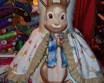 Vintage fabric Happy Easter Bunny Peter Rabbit Dress Size 5t