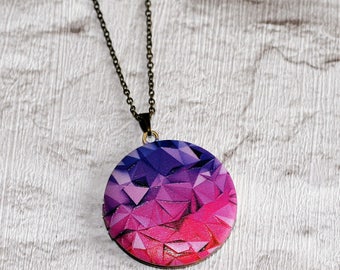 Geometric Locket Necklace, Triangles Necklace, Geometry Jewelry