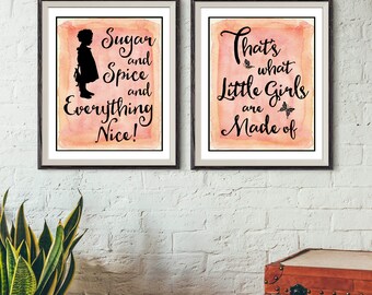 Sugar and spice and everything nice that's what little girls are made of | Girls Wall Art | Girl Nursery Wall Art Print | Girls | Room |