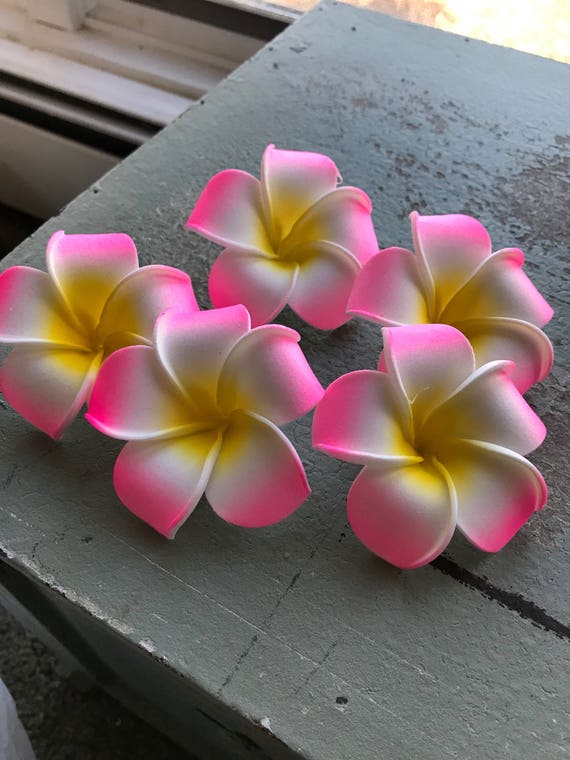 Hawaiian flowers Pink Fake Plumeria lot of 25 Artificial Foam