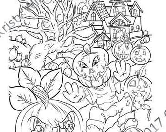 single pdf coloring page scarecrow