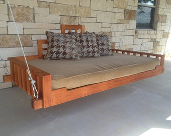 Swing Bed - Porch Swing (Outdoor bed, Day bed swing, Hanging Bed, Swing) Handmade with Mahogany wood