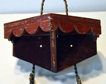 Antique Folk Art Shelf with Scalloped Edge