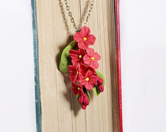 flower girl gift red flower necklace rustic wedding jewelry red gifts for girl red wedding necklace red flower girl necklace lilac FJ46r