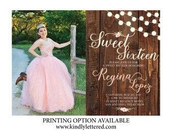 Rustic Sweet Sixteen Birthday Invitation-Sweet Sixteen Digital File-Rustic Birthday Party Invitation-Quinceanera Invitation-Cotillion invite