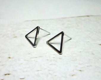 Silver Open Triangle Stud Earrings, Dainty Earrings