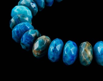 8mm x 6mm Blue Crazy Lace Agate Faceted Rondelle (43 Pcs)