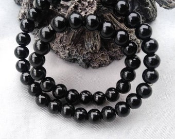 Black Bead Bracelet for Daddy/Men/Son/Mommy/Daughter/8mm