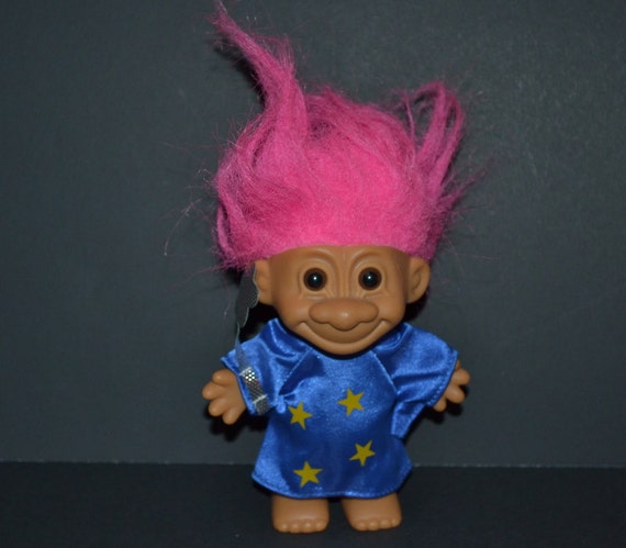 Vintage Troll Doll Vintage WIZARD TROLL with Wand 4 1/2