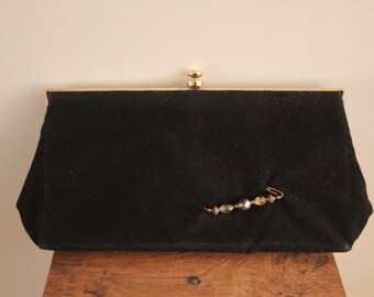 1950’s Black Clutch Bag with Brass Clasp