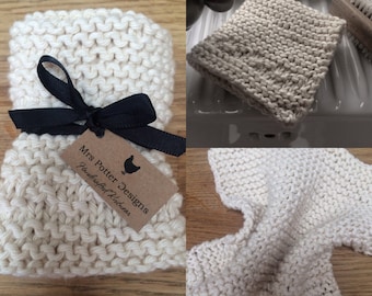 Hand knitted cotton dishcloth