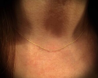 Almost Naked 14K Solid Gold Necklace / Gold Accent Chain, Delicate, Simple, Everyday, Minimalist, Dainty, Thin, Rose Gold, 18K, White Gold