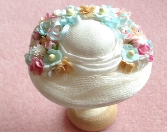 Pretty 1/12 scale handmade dollhouse miniature silk hat