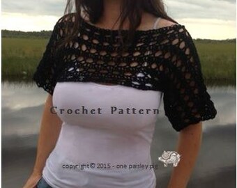 X's & O's Cropped Sweater Shrug - Instant Download CROCHET PATTERN