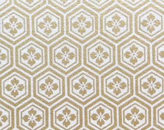 Chiyogami Washi Japanese Paper Sheet 18x24 inches - gold flowers on white