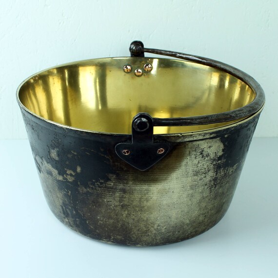 Antique brass cooking pot heavy brass pot brass cooking