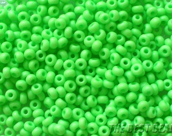 25g (2200pcs) Neon Opaque Green Rocaille 10/0 (2.3mm) Preciosa Czech Glass Seed Beads