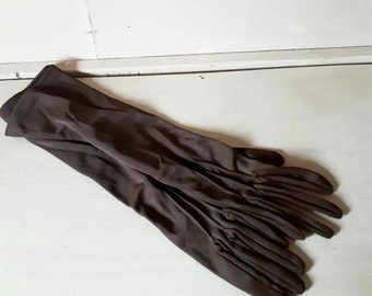 Long brown gloves ladies vintage evening