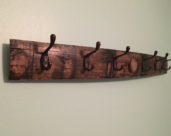 Bourbon Barrel Coat Rack, Hat Rack, wood rack, Rustic Wall Coat Rack, gift for him, dad, husband, Father's Day