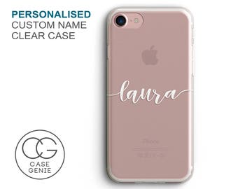 Personalised Handwritten Name Clear Phone Case for iPhone X 8 Plus 7, 6, 6s Cell Phone Cover Clear and Frosted Transparent Custom MAL
