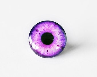 20mm handmade glass eye cabochon - pink / purple eye - standard profile