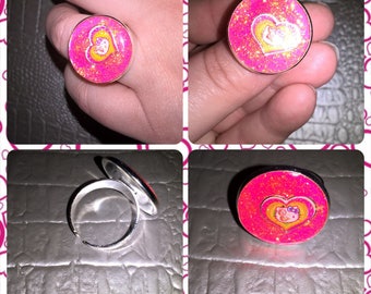 Resin jewelry ring adjustable round Hello Kitty