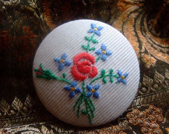 Flower embroidery button * 5 cm * handmade