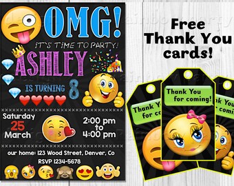 Invitations <strong>Templates</strong> - <strong>Templates</strong> ~ Creative Market Emoji party invitation templates