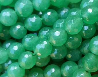 Natural Green Faceted Round Adventurine Beads, 6mm - 15.55" Strand
