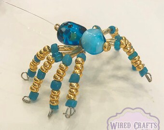 Speckled Turquoise and Gold Spider