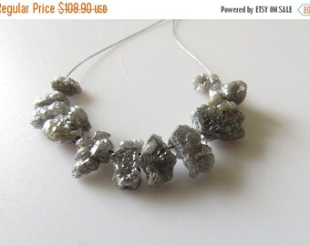 5 Pieces Grey Rough Diamond Briolettes, Natural Diamond Briolette, Side Drilled, Raw Diamonds, 6mm To 10mm Each, SKU-DD244