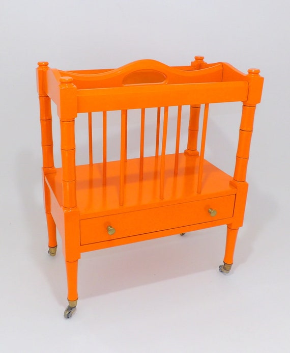 Orange Magazine Rack Vinyl Record Album Storage Wood Brass Stunning Orange Magazine Holder Orange Magazine Rack Vinyl Record Album Storage Wood Brass Stunning Orange Magazine Holder