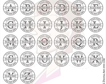 Letters Monogram Frame Alphabet Open Face Serif Font Uppercase Business Graphics Basic Circle Vector Digital Clipart Jpeg Png 10694